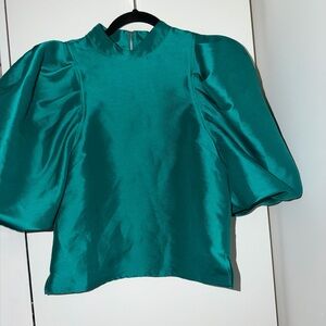 ASOS Women’s Emerald Puff Sleeve Satin Top